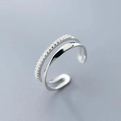 925 Sterling Silver Double LInes Rings for Women  Wedding Engagement Silver Women's Vintage Ring Fine Jewelry