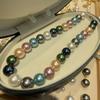 14Mm Large Particle National Style Retro Malachite Green Ink Blue Base Color Artificial Tahitian Bead Necklace