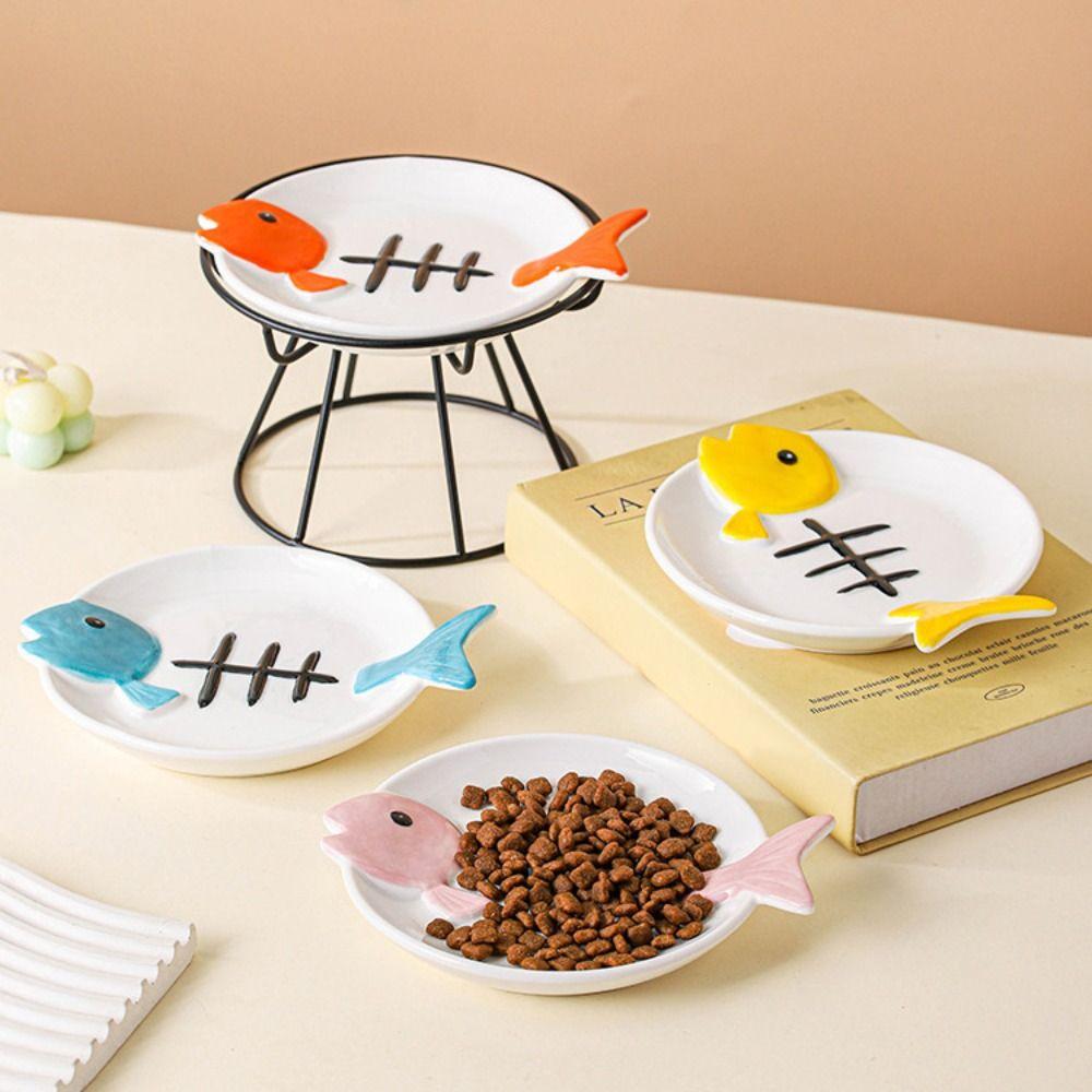 Ceramic Pet Food Water Bowl Cute Raised Pet Feeder Easy To Clean Pet Food Dispenser Pet Supplies