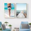 Summer Seaside Scenery Beauty Palm Tree Surfboard Nordic Poster Landscape Decoration Painting Canvas Art Wall Picture HD Print