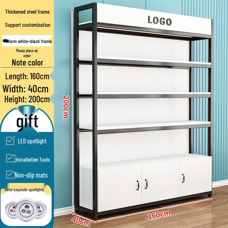 Steel-Wood Multi-Layer Floor Display Rack for Cosmetics and Baby Store