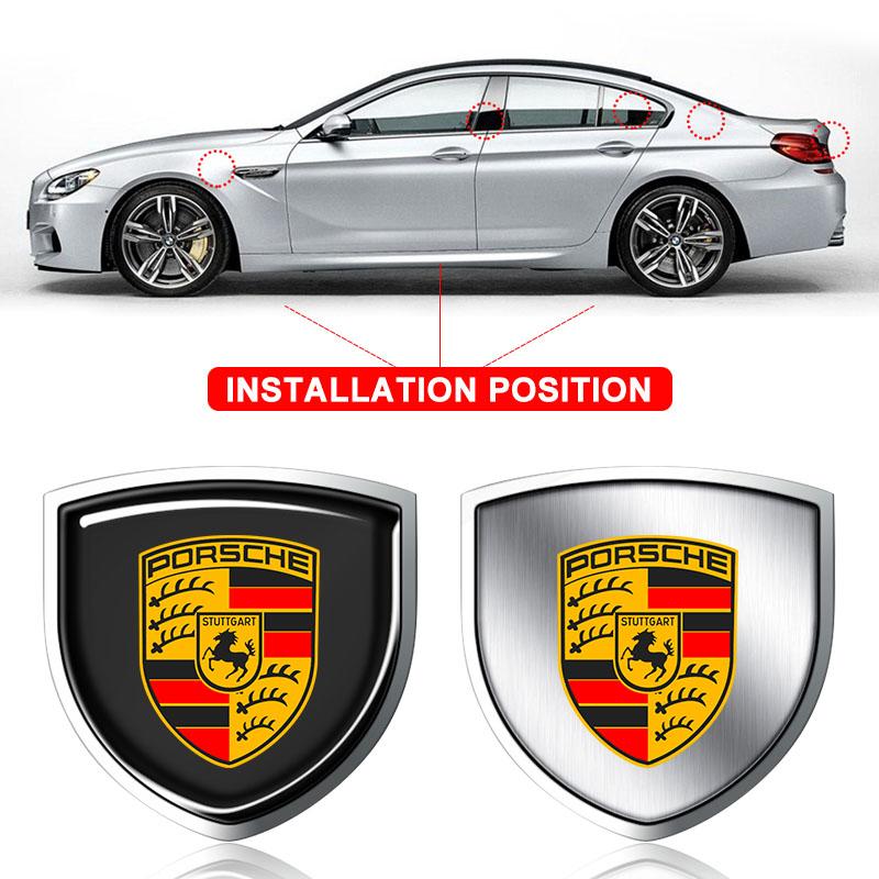 1Pcs 3D Metal Auto Door Shield Emblem Car Body Badge Sticker Styling For Porsche Boxster Cayenne Panamera Macan Cayman 911 918 996 917 991