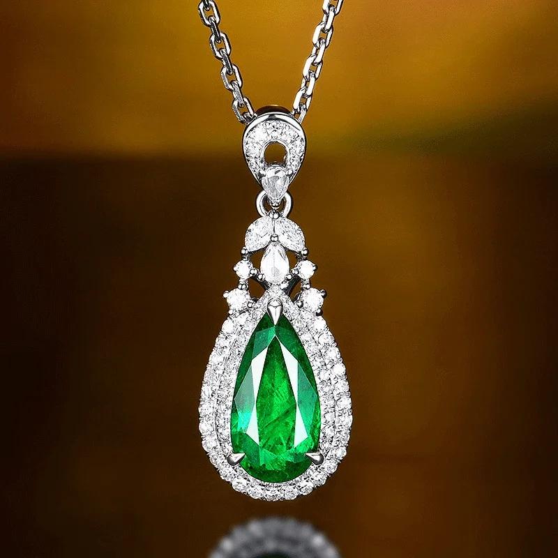Fashion Girls Pendant Necklace Bright Green Crystal Stone Wedding Anniversary Statement Jewelry For Women  Wholesale