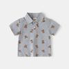 Boys Short Sleeve Polo Shirt with Bear Print Summer New 2026 Toddler Kids Casual Tops Button Down Collar