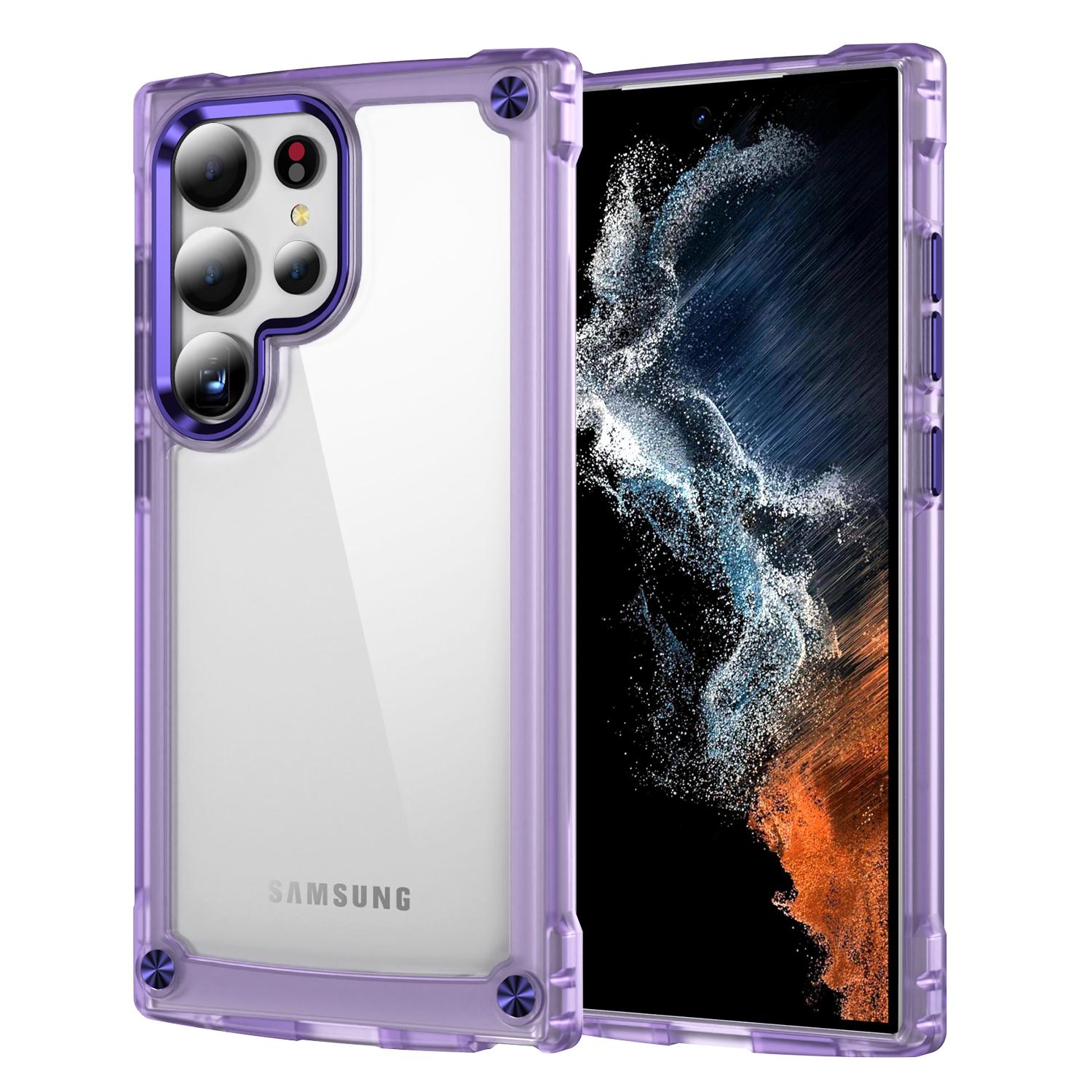 

For Samsung Galaxy S24 Ultra Case PC+TPU Skin-touch Clear Phone Cover Transparent+Purple