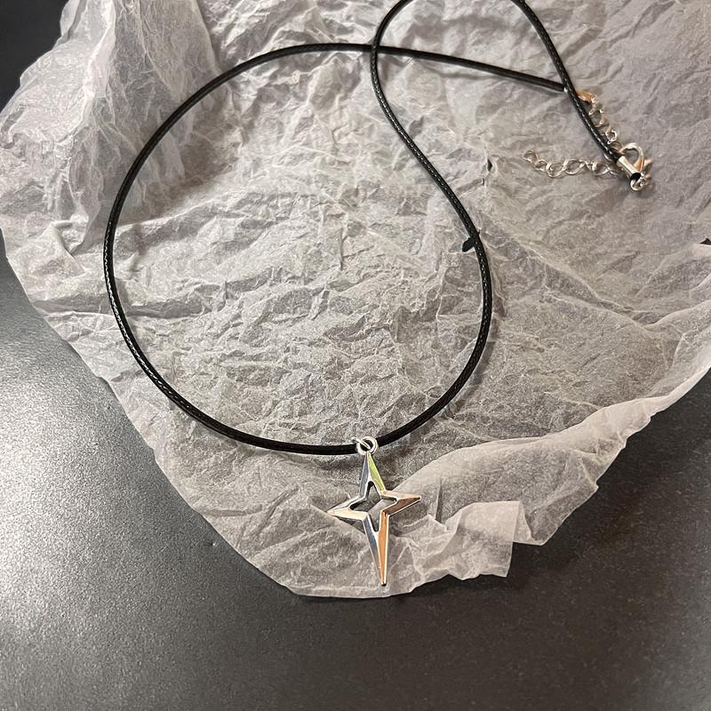 Vintage Fashion skórzana linka wisiorek w kształcie gwiazdy naszyjnik dla kobiet mężczyzn antyczne srebro kolor biżuteria akcesoria Y2k estetyczne