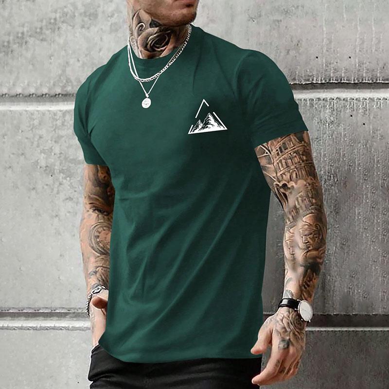 New Men's Fashion Short Sleeve Top Summer Comfortable Snow Mountain Logo Printed Green Short Sleeve T Shirt Outdoor Sportswear