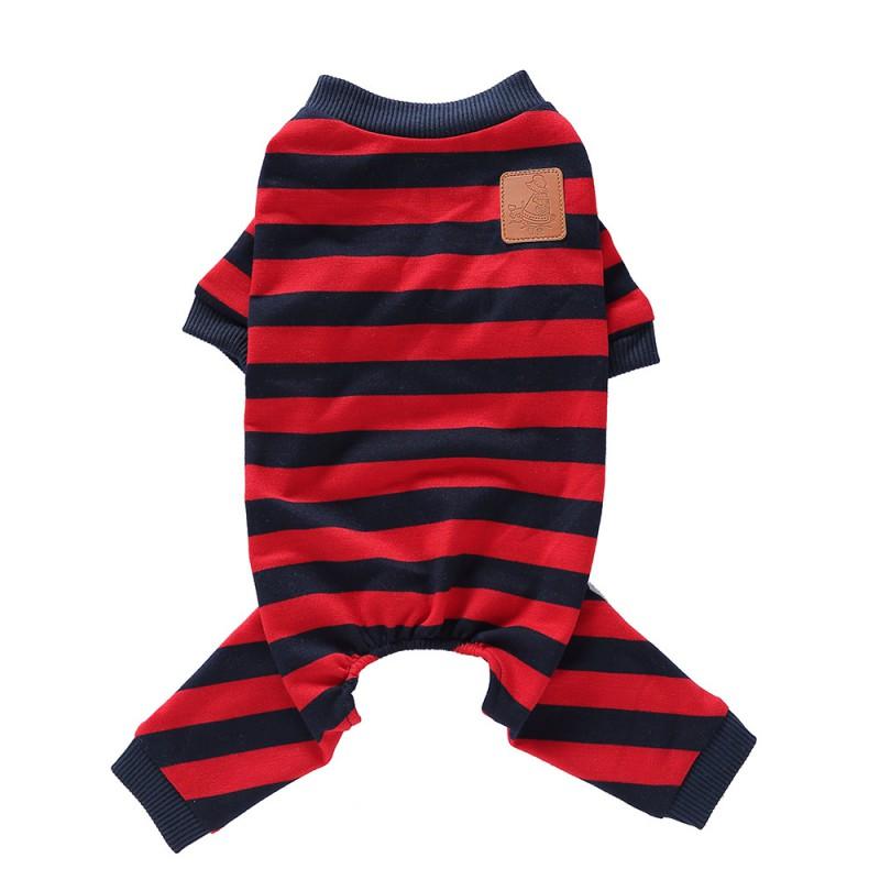 Pet Dog Pajamas British Style Striped Clothes Small Dogs Schnauzer All