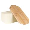 Cream Bread Box with Bamboo Board 33x18.5x12 Cm