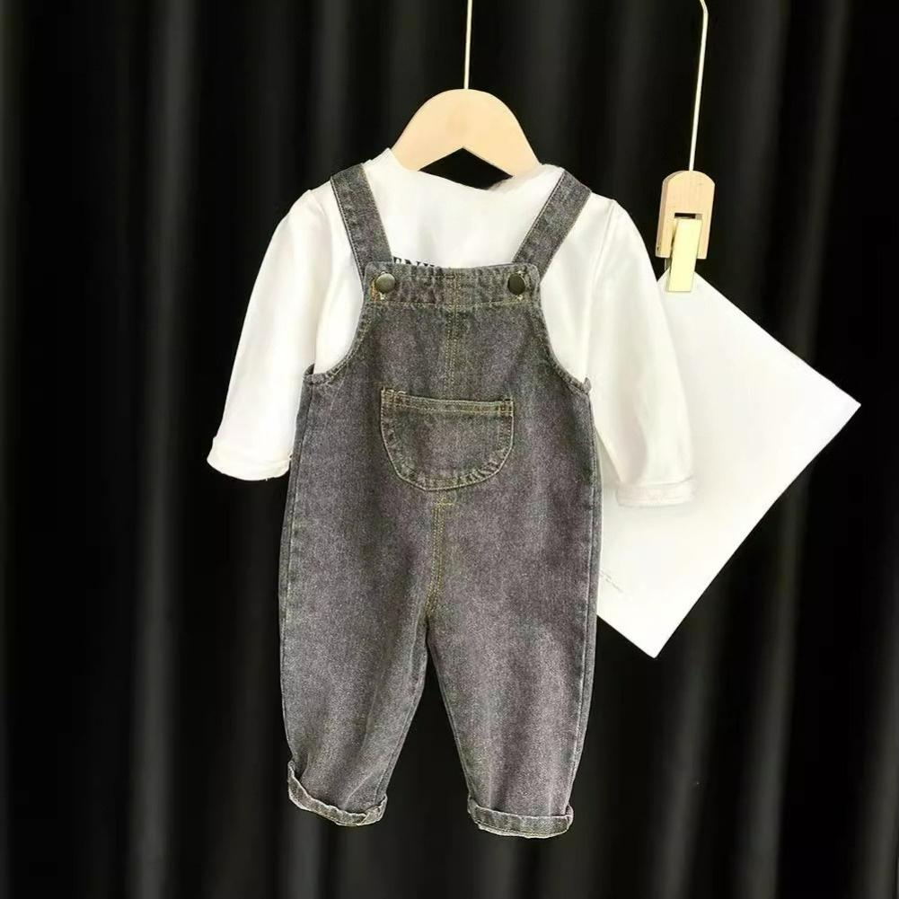 Children's Baby Denim Overalls Spring and Autumn Models for Babies 3 Girls 1 One-year-old Western Style Spring Casual Long Pants for Outer Wear