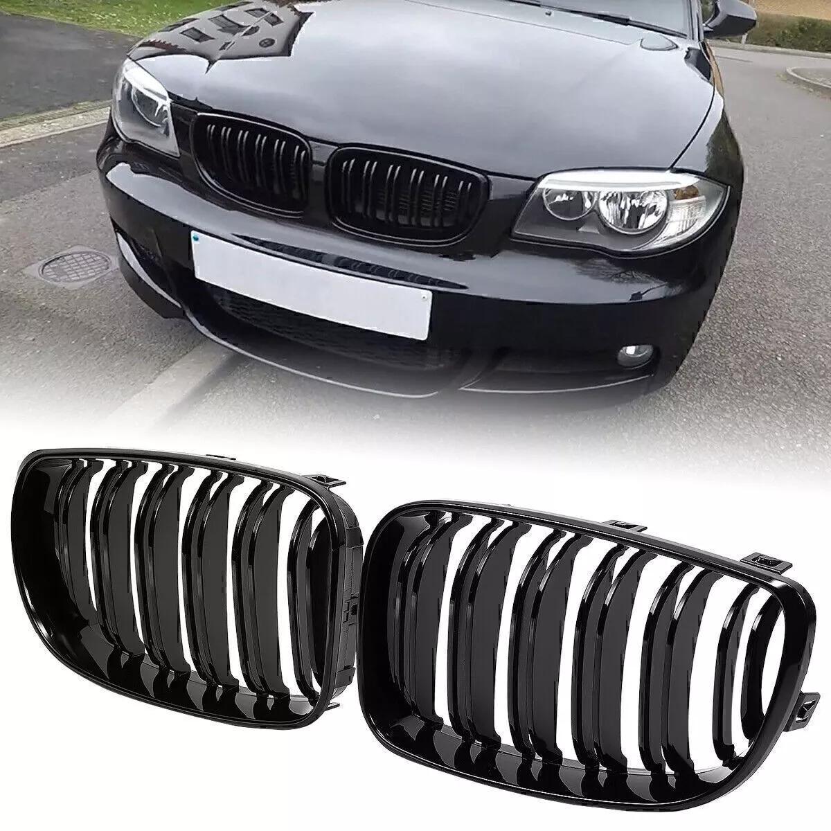 

1 пара автомобильных передних бамперов для BMW E81 E87 E82 E88 128i 130i 135i 2008-2013 глянцевая черная двойная линия гоночная решетка