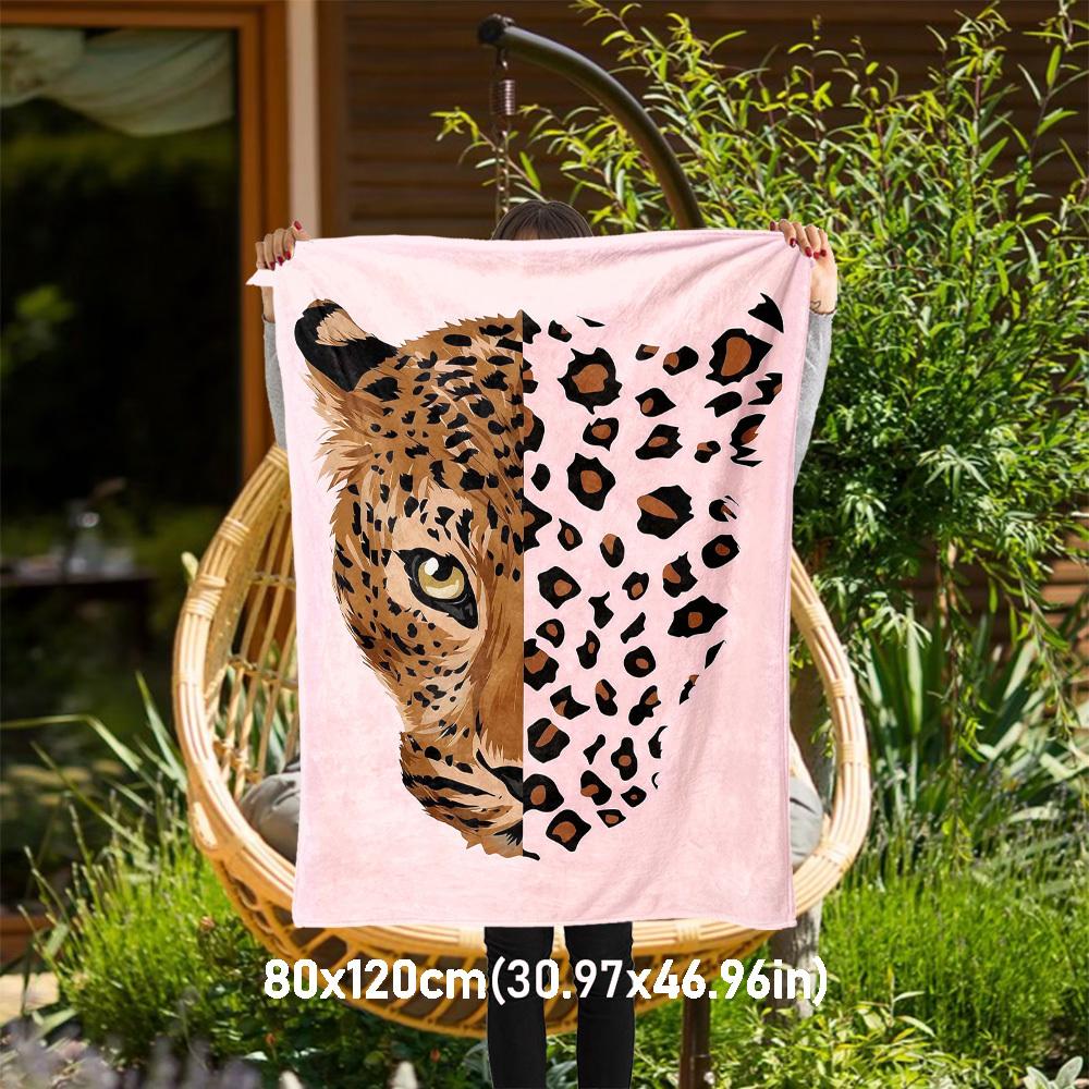 

1pc Leopard Print Outdoor Flannel Blanket Soft Warm All-Season Throw for Sofa Bed Car Camping Office, Cozy Gift Idea1314S 80x120cm(31x47inch)
