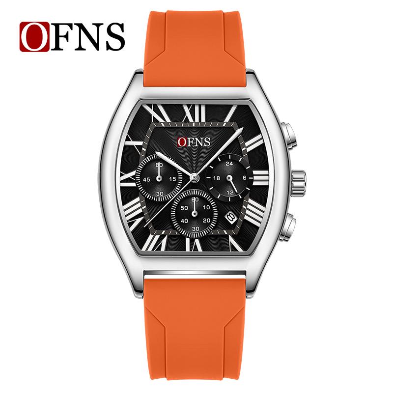European Wine Barrel Style Men's Waterproof Roman Numeral Chronograph Quartz Watch with Calendar