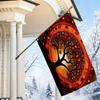 2D Flat, 1pc 2D Flat Decorative Flag, Abstract Art Tree of Life Pattern with Red-Orange Swirl Texture and Flying Bird Silhouette, Home Wall Hanging, L