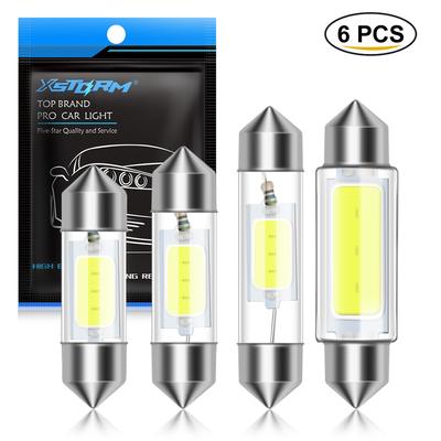 6 vnt C5W C10W LED COB lemputė Canbus 31mm 36mm 39mm 41mm Festoon Led automobilio salono šviesos kupolo nuskaitymo valstybinio numerio lempa 12V automatinė balta