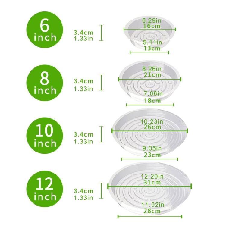 24pcs Round Clear Plant Saucers Plastic Drip Trays For Catching Excessed Water And Keeping Area Clean 6/8/10/12inch