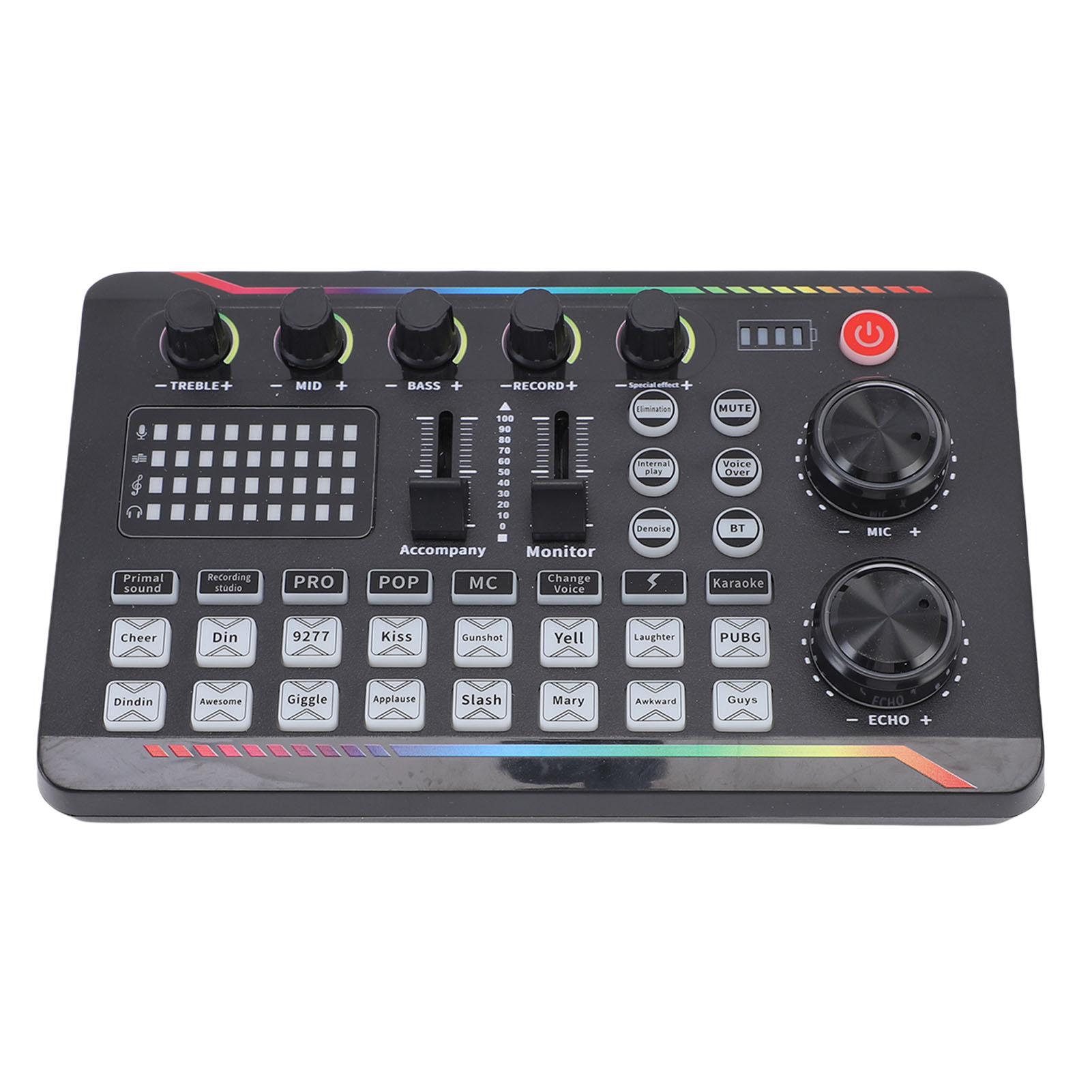 

Звуковая карта для прямой трансляции с эффектом подсветки, оборудование звуковой платы для подкастов, записи на ПК, караоке, игр