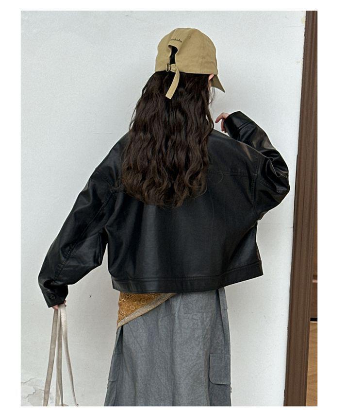 Autumn 2025 Girls' Fashionable Leather Jacket - Korean Style