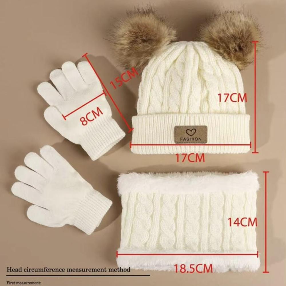 European And American Style Children'S Hat Scarf Gloves Three-Piece Set Autumn Winter Single Ball Baby Infant Casual Versatile
