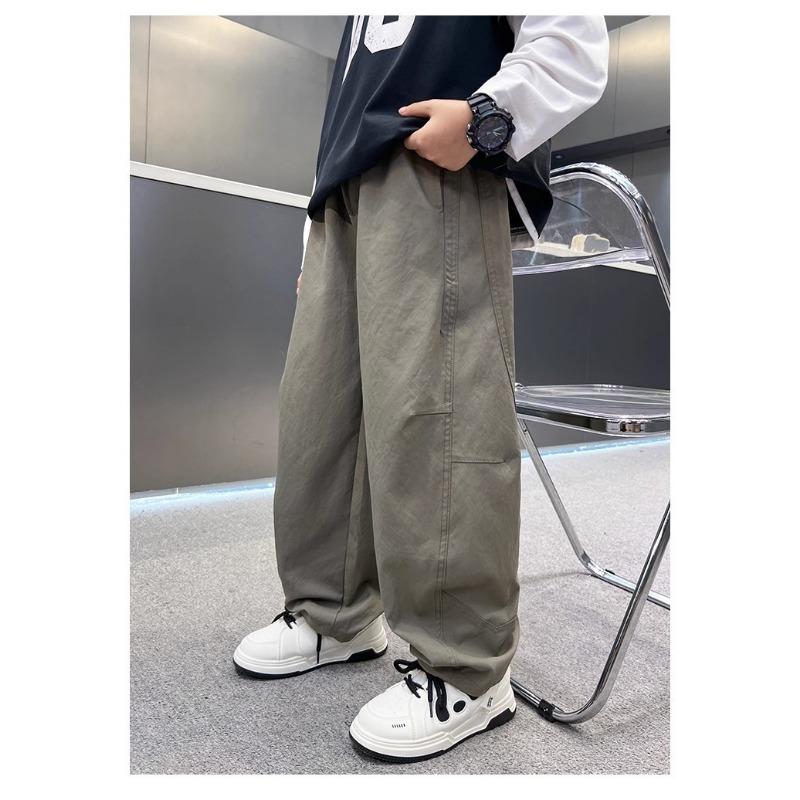 Boys Straight Loose Solid Color Casual Long Work Pants For Big Boys