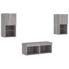 4 Piece TV Wall Unit with LED Lights Grey Sonoma
