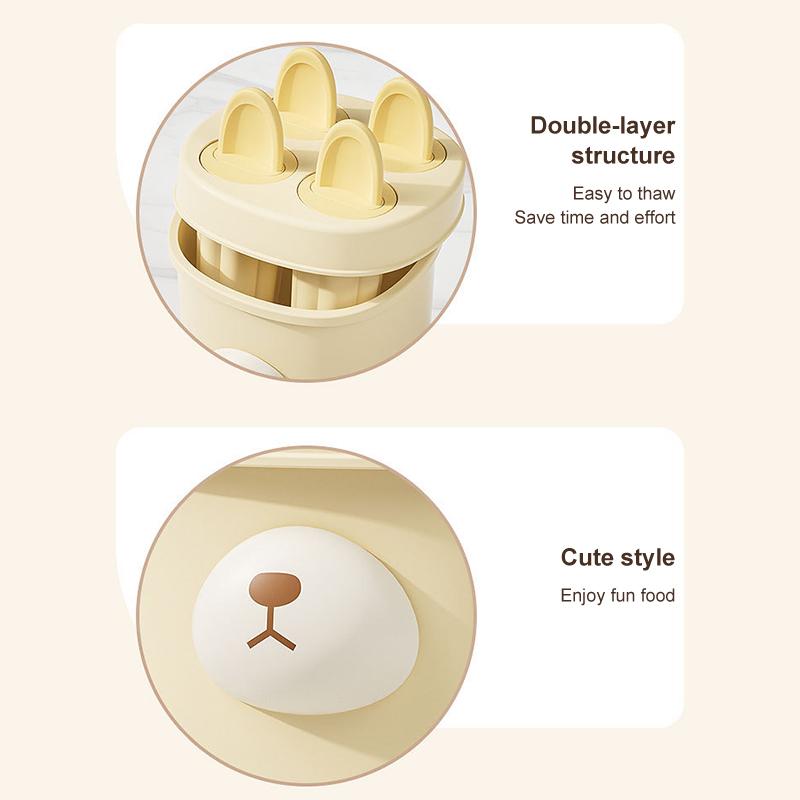 Fryseboks 4 rom Iskremform Matkvalitet Tegneserieform Isgitterlagerboks Gjenbrukbare Runde Ispinnformer Is DIY