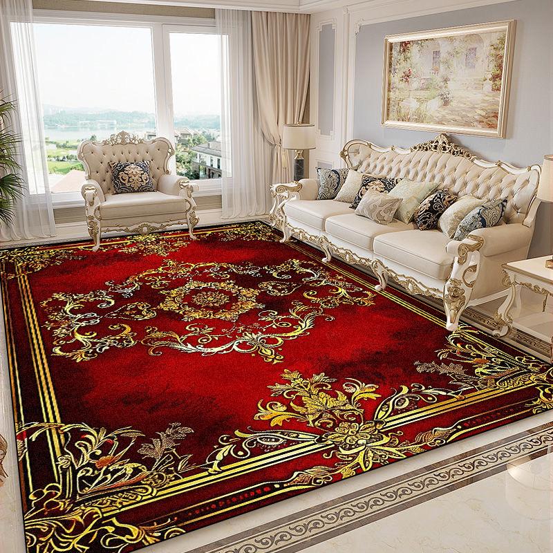 Luxurious Retro Rugs for Living Room European Style Sofa Area Non-Slip Floor Mat Bedroom Cloakroom Soft Carpet