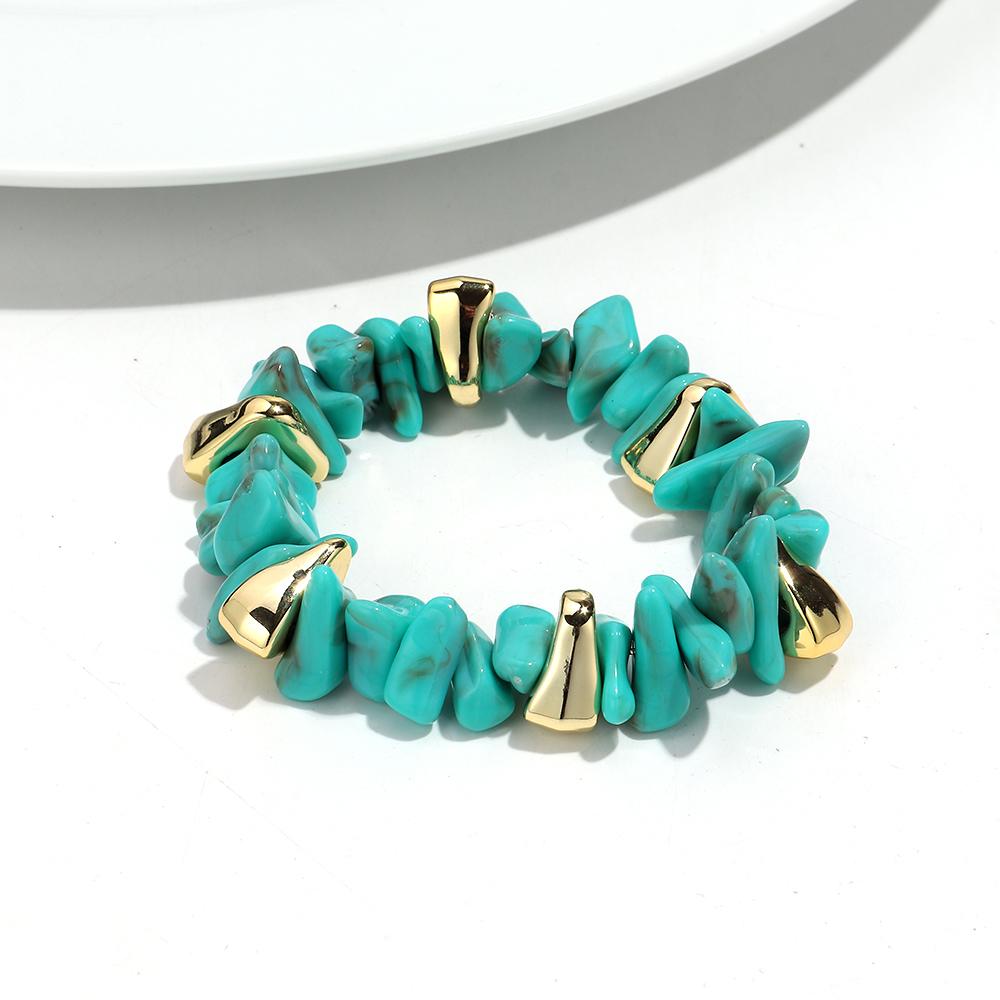 Acrylic Irregular Imitation Crushed Stone Beaded Bracelet for Women Boho Multicolored Strechy Bracelets Vacation Jewelry Gifts