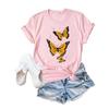 T-shirt da donna con stampa di farfalle e floreale, alla moda, T-shirt a cartoni animati, T-shirt estive, T-shirt stampate casual