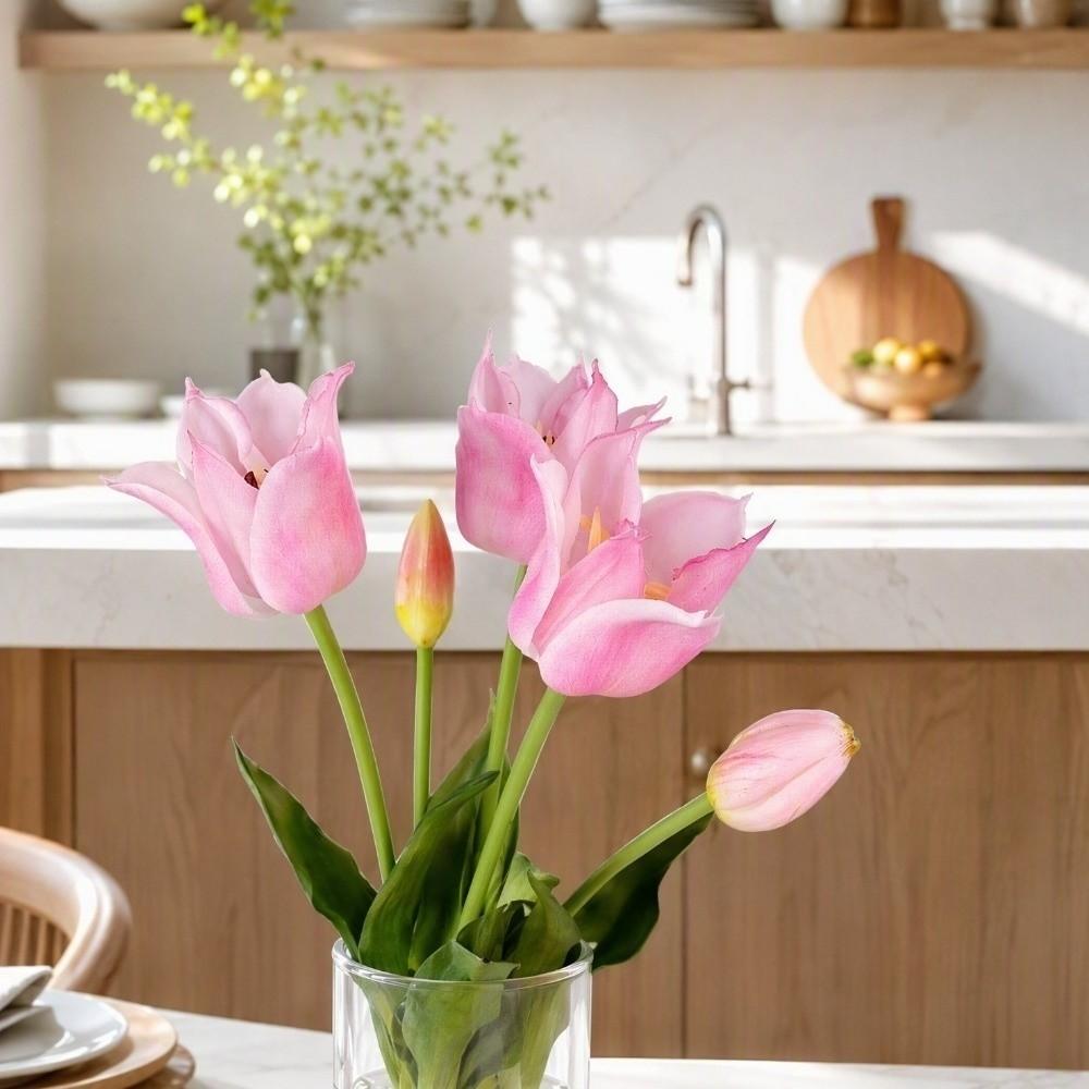 with Leaves Fake Tulip Flowers Real Touch Faux Flowers Living Room Desktop