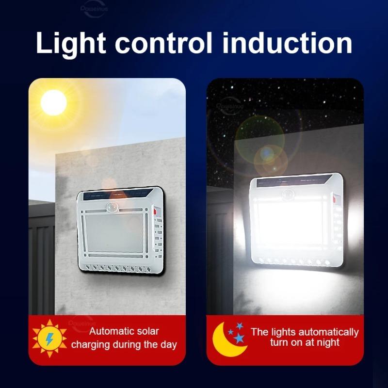 LED Solar Warm Light USB Rechargeable Floodlight Body Sensor Light Outdoor Wall Lamp House Garage Waterproof