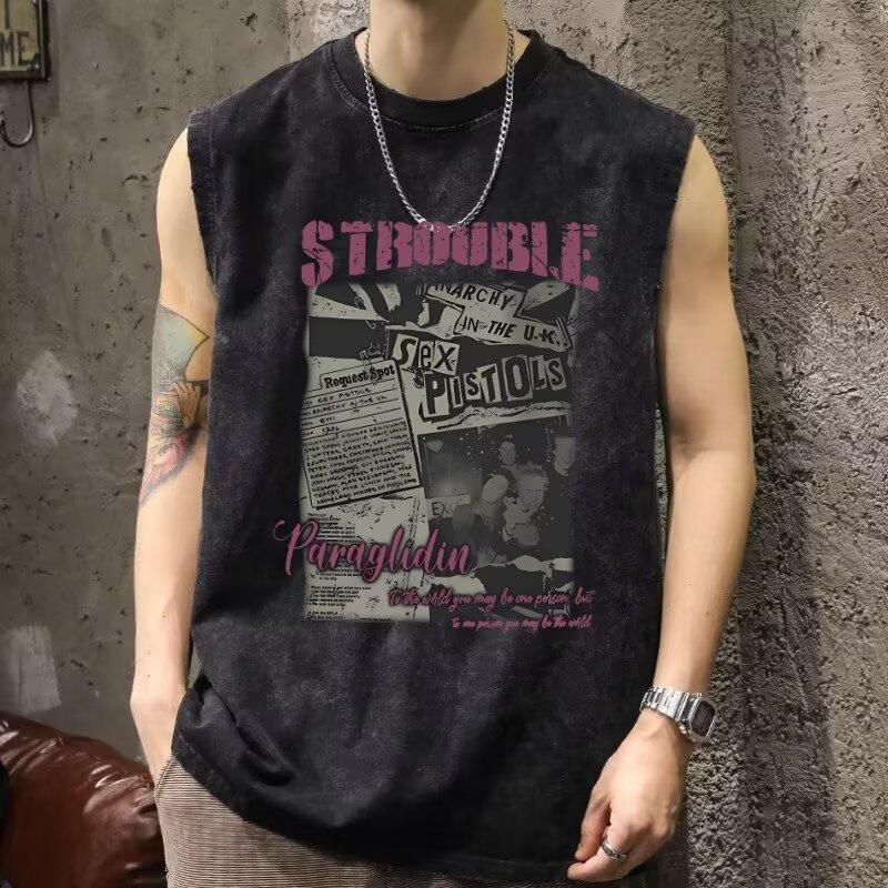 

2025 Мужской Летний Новый Тренд Повседневный Безрукавный Жилет для Студентов Свободный Стильный Баскетбольный Спортивный Топ 5XL серый