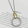 Creative Fashion Trend Round Cable Twisted Circle Pendant Stainless Steel Women's Versatile Clothing Necklace