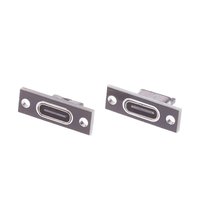 5Pcs Usb 3.1 Type C Socket With Screw Fixing Plate Type-C Usb Jack 3.1 Type-C 2Pin 4Pin Female Connector Jack Charging Port