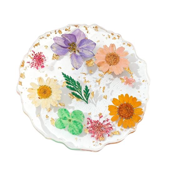 

Handmade Resin Coaster Dried Flowers Cup Mat Heat-Resistant Clear Waterproof Table Protection Mat Unique F