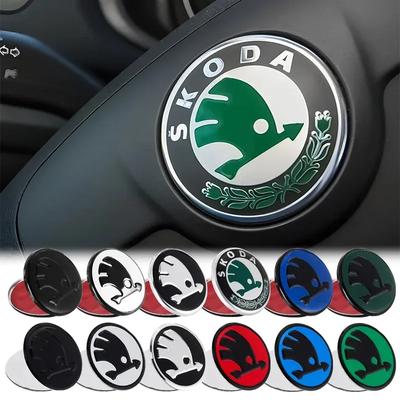 43/44mm Car Steering Wheel Center Emblem Sticker Decals For Skoda Octavia VRS Rapid Kodiaq Fabiab Kami Kamiq A7 Karoq Super