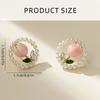 Eleagnt Flower Crystals Stone Earrings Imitation Pearls Studs for Women with Gold Plating and Green Rhinestones