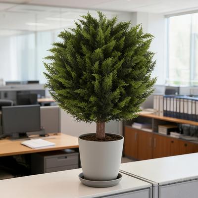 Yousheng Topiaire Boule de Cèdre Artificiel avec Piquet de Sol 23" Résistant aux UV Faux Arbustes de Buis Faux Arbustes de Cyprès Persistants pour Jardin Extérieur
