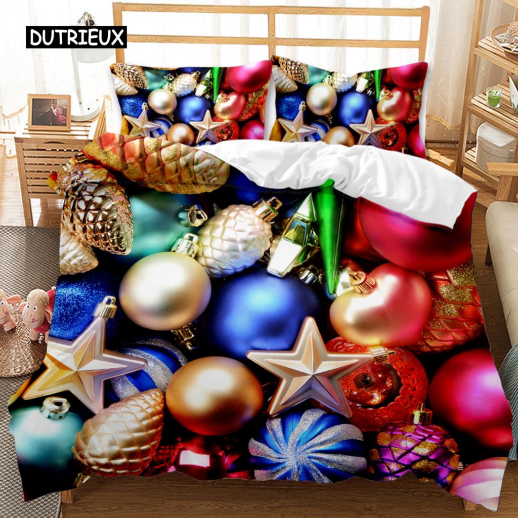 Christmas Duvet Cover Set Cartoon Merry Chirstmas Bedding Set Happy Santa Claus Polyester Quilt Set Pillowcase Double Queen King