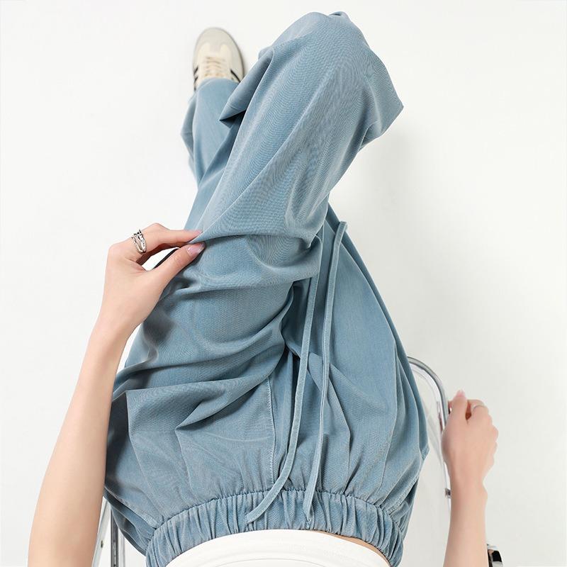 Tencel jeans women's summer thin new loose retro straight drape casual Yamamoto wide-leg pants