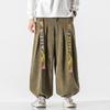 Chinese Style Men Corduroy Pants Mens Embroidery Hip Hop Wide Leg Harem Pants Men Winter Streetwear Casual Hanfu Trousers