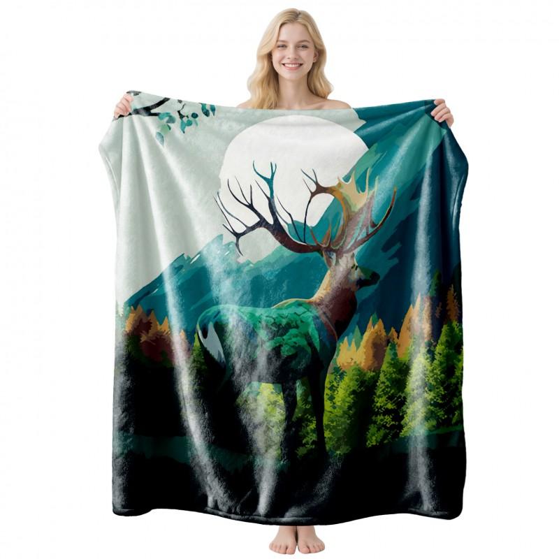 Cool Contrast Tiger Print Flannel Blanket Soft Nap Air Conditioner Throw Home