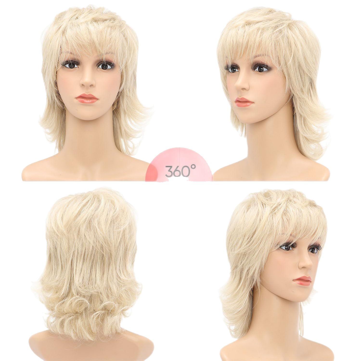 

Women Synthetic Middle Length Wavy Wigs Layered Black Wig Stylish Natural Blond Hair with Bangs for Daily Cosplay Heat Resistant Fibre світлий