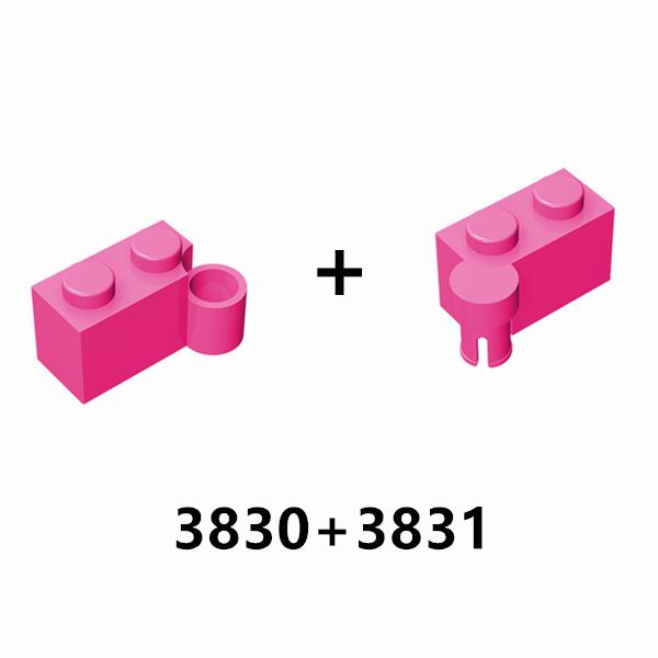 Rainbow Pig MOC Compatible Particles 3830 3831 Hinge Brick 1x4 Swivel Base Building Blocks Parts DIY Enlighten Block Bricks Toy