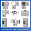 Square Aluminum Alloy Tube Connector, 20/25/30mm, Galvanized Steel Shelf Fastener, Hole-Free Design