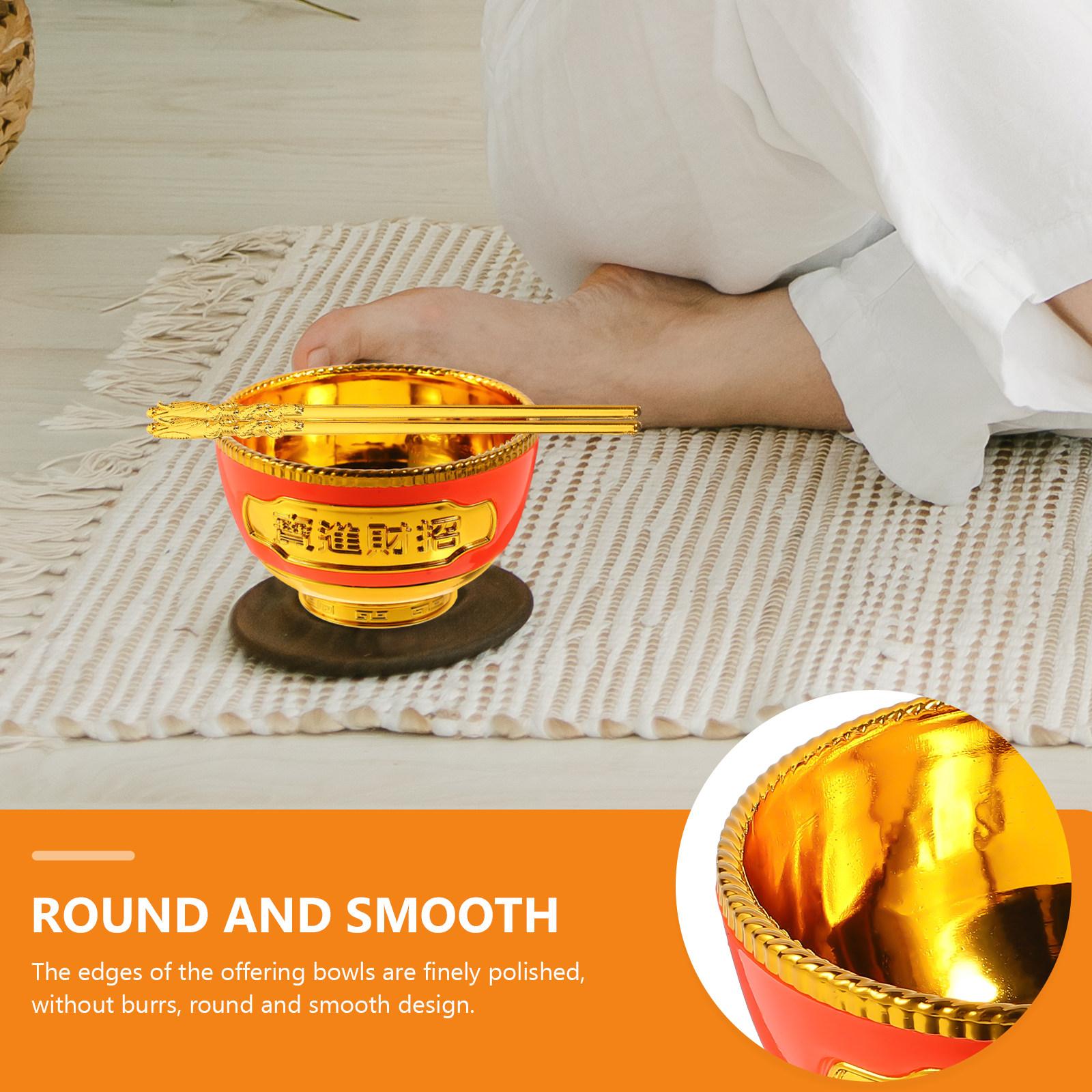 

Plastic Double Layer Large Bowl Chopsticks Home Temple Supplies Buddhist Worship Bowl Fruit Food Storage Container Offering China Mainland