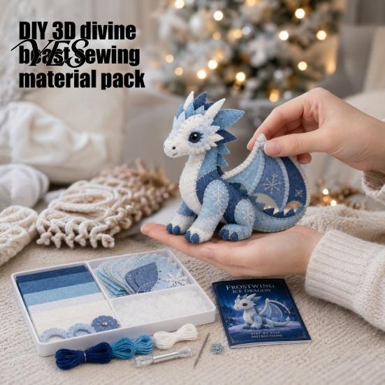 Easy Sewing Project for Beginners Arctic Animals DIY Patchwork Kit Beginners, Winter Guardians Animal Kit, 3D Beginner Stuffed Mythical Creature Craft