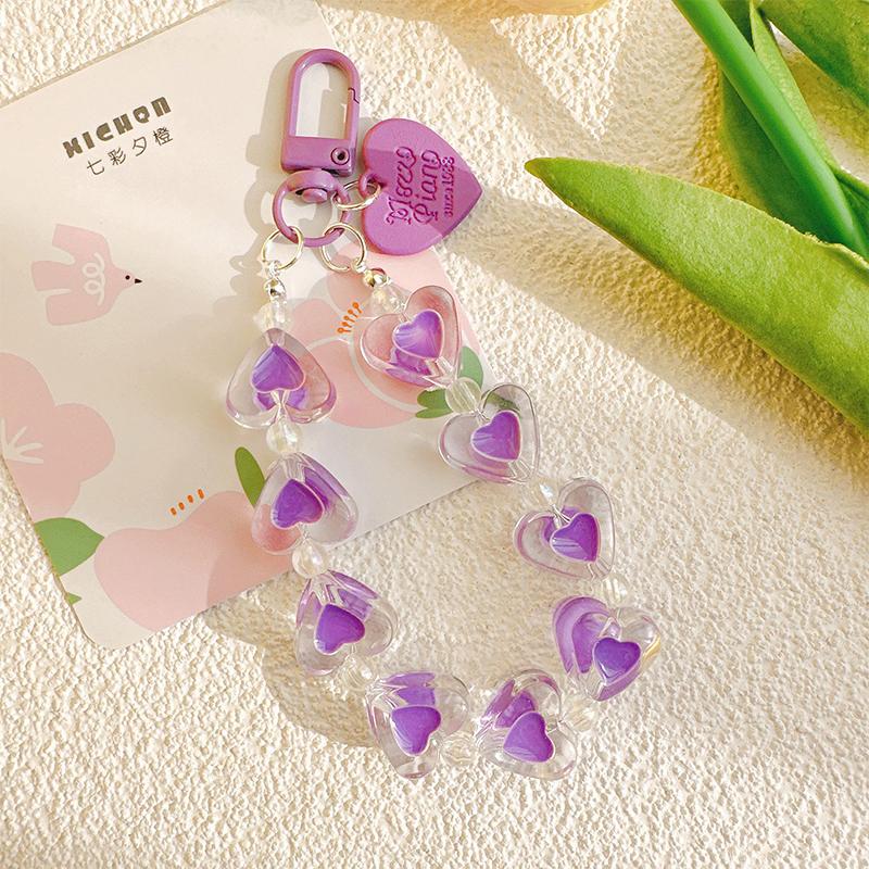 Kreativní barevný akrylový přívěsek na mobil ve tvaru srdce, klíčenka, ozdoba na tašku, řetízek, dekorace na pouzdro na sluchátka, příslušenství na klíče od auta