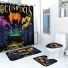 Hot 4Pcs Halloween Shower Curtain Set with 12 Hooks & Toilet Mat, Spooky Bat Ghost Print Waterproof Bathroom Decor for Housewarming