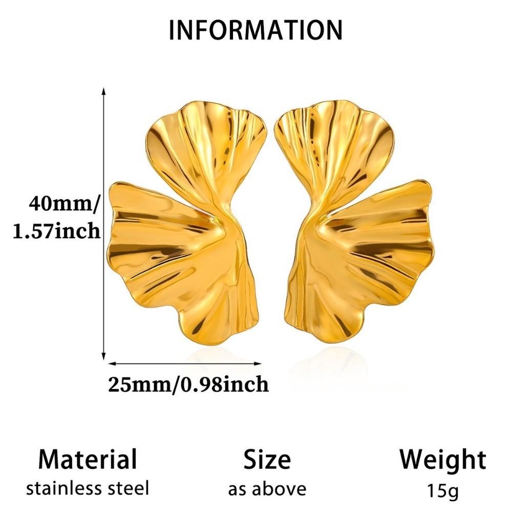 1Pair Exaggerated Big Stud Earrings Gold Color Metal Flower Earrings Goth Punk Earrings Women